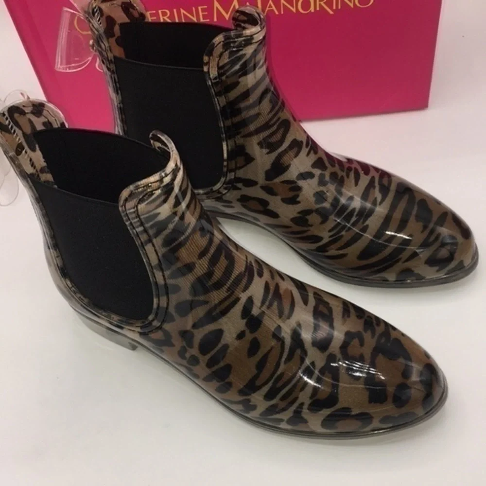 CATHERINE MALANDRINO Leopard bow rain boots